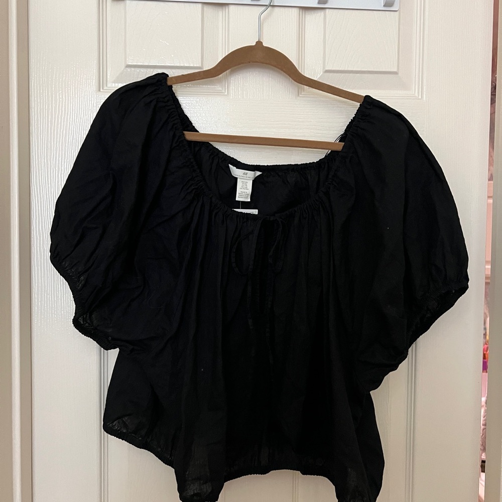 H&M Black Peasant Blouse